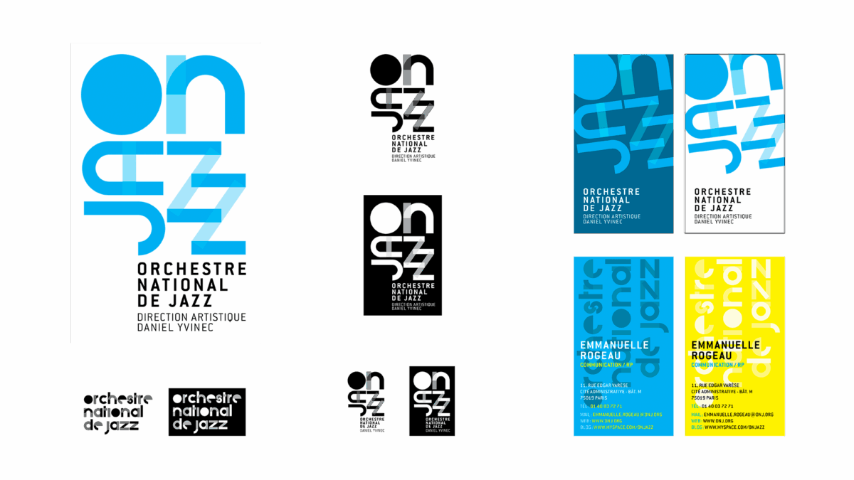 ONJ logotype - refonte de l'identité visuelle - carte de visite